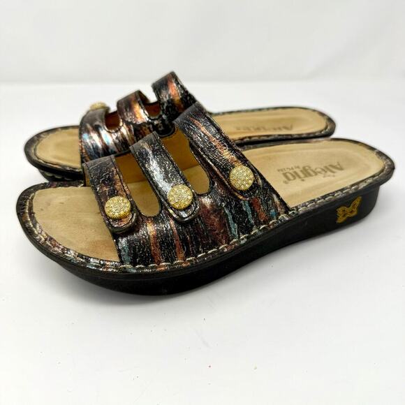 Alegria Fiona Sandal 38 Black Brown Earthen Metallic Rhinestones EUC - Picture 4 of 8